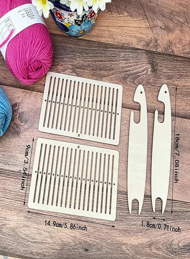Cliths Wooden Weaving Loom Kit for DIY Craft Includes Rectangle Looms Shuttles Embroidery Yarn Loom Set for Beginners - Image 2